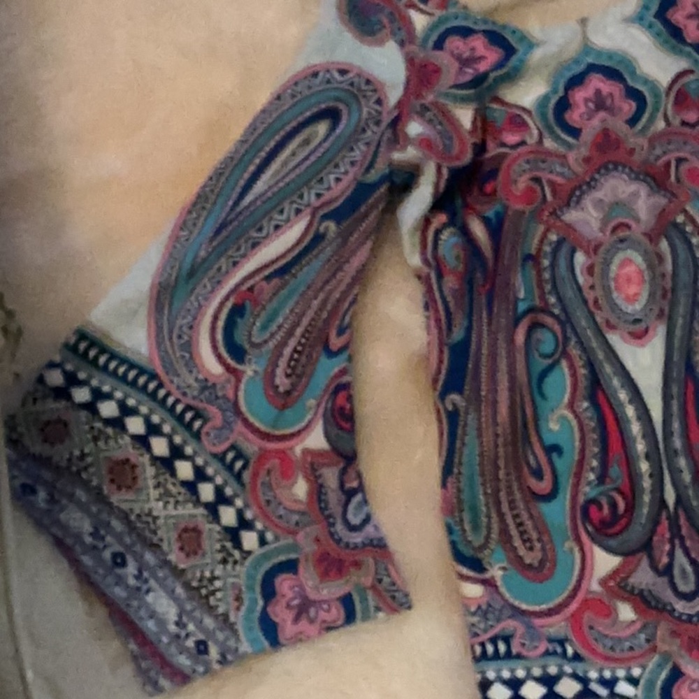 NWOT Pink Owl Apparel Paisley Multicolor Dress w/ Unique Shaped Bell Sleeves - Picture 12 of 15